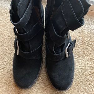 Black suede ankle boots